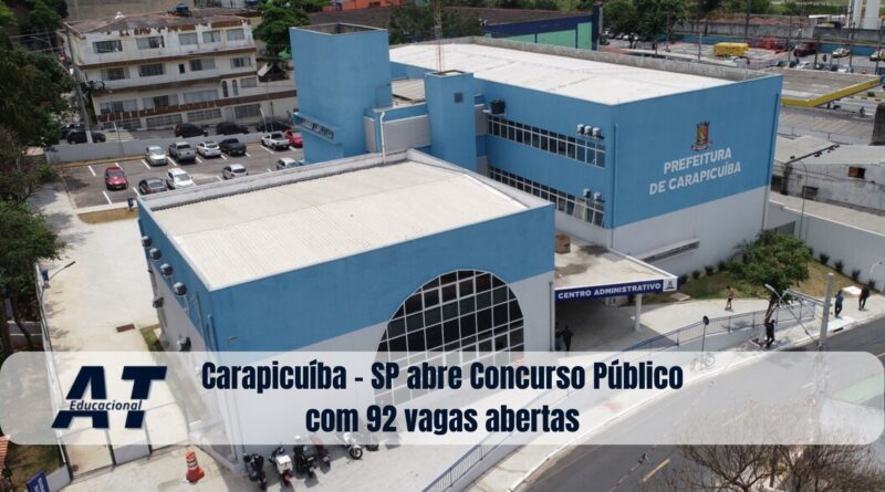 Carapicuíba - SP abre Concurso Público com 92 vagas abertas