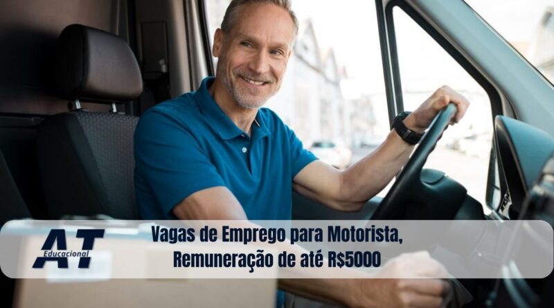 Vagas de Emprego para Motorista, remuneração de até R$5000