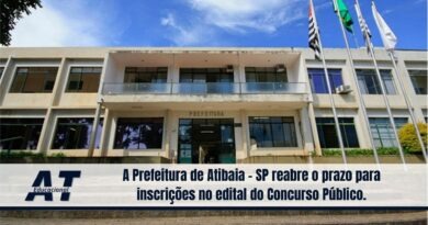 A Prefeitura de Atibaia - SP reabre o prazo para inscrições no edital do Concurso Público.